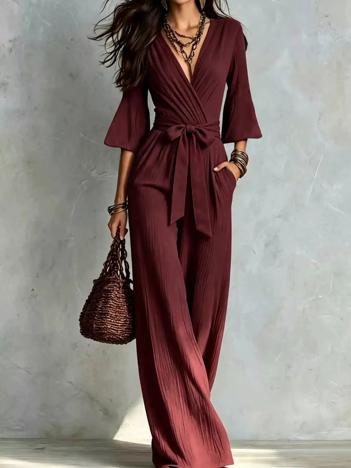 Pleated Wide-Leg Jumpsuit with Tie-Waist 101001893266329 52 Affordable Fashion Under $100 Jerry's Apparel 