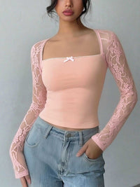 Lace Sleeve Square Neck Top 100100704791360 18 Affordable Fashion Under $100 Jerry's Apparel 