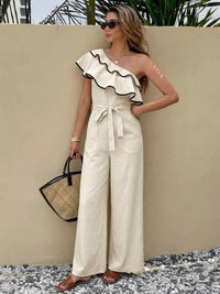 Ruffle One-Shoulder Wide Leg Jumpsuit 100100703693964 42 Affordable Fashion Under $100 Jerry's Apparel 