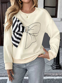Bow Round Neck Dropped Shoulder Sweatshirt 100100349474048 39 Affordable Fashion Under $100 Jerry's Apparel 
