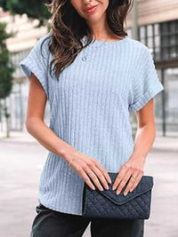 Casual Ribbed Knit Short Sleeve T-Shirt 100100691365915 25 Affordable Fashion Under $100 Jerry's Apparel 