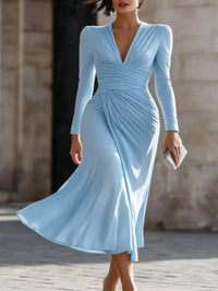 Full Size Ruched Long Sleeve Midi Dress Plus Size 101001442076109 52 Gifts for Her Jerry's Apparel 
