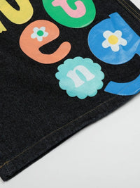 Men's Colorful Letter Graphic Bermuda Denim Shorts