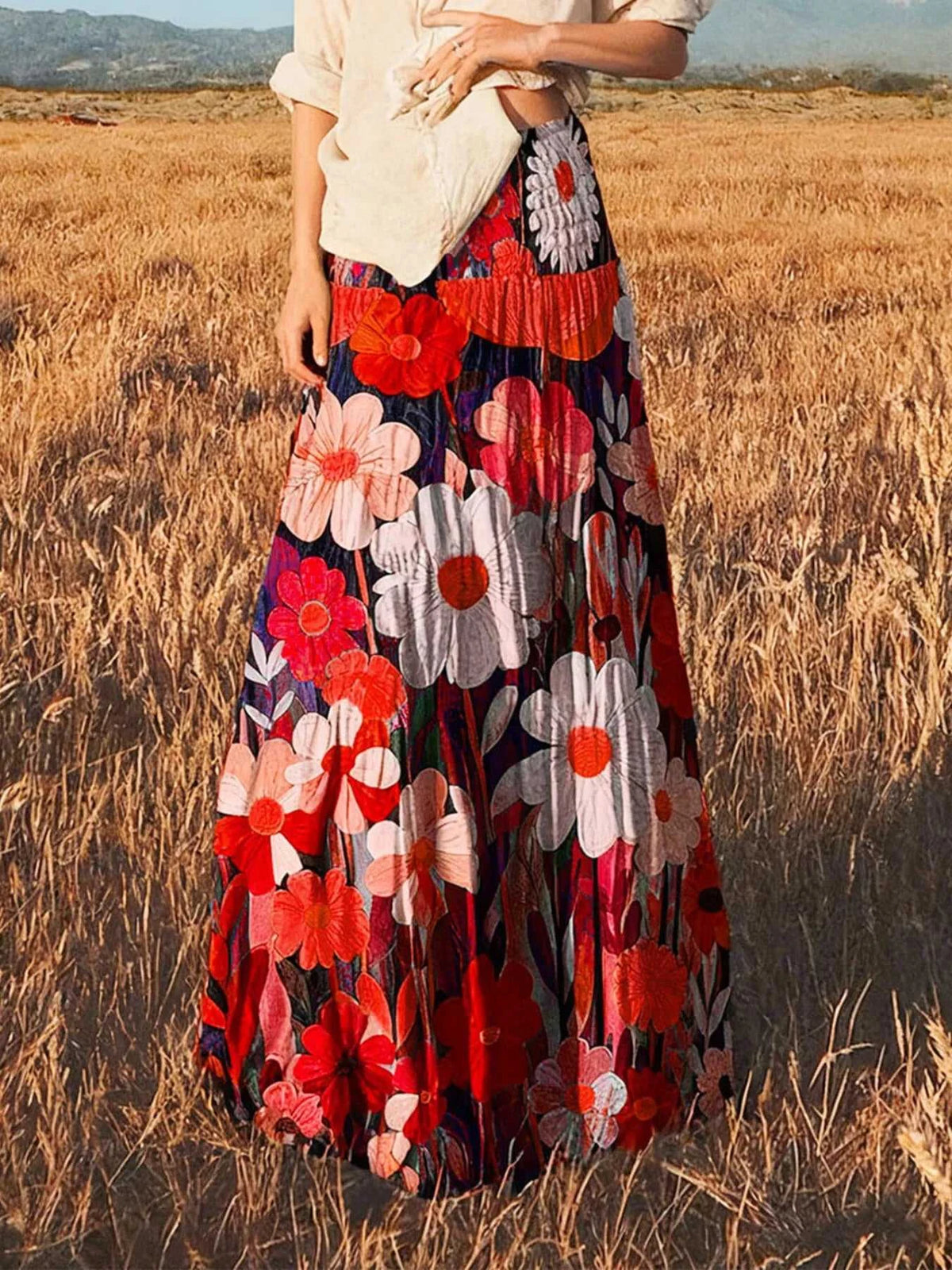 Floral Print High-Waisted Maxi Skirt 101001336112504 33 Affordable Fashion Under $100 Jerry's Apparel 