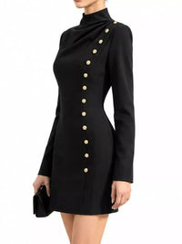 Full Size Decorative Button Mock Neck Mini Dress Plus Size 101001375300940 43 Affordable Fashion Under $100 Jerry's Apparel 