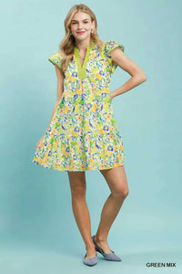 Umgee Floral Flutter Sleeve Tiered Mini Dress 100100847661099 57 Affordable Fashion Under $100 Jerry's Apparel 