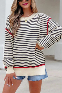 Stripe Ribbed Trim Drop Shoulder Oversized Sweater 100100407322838 55 Affordable Fashion Under $100 Jerry's Apparel 