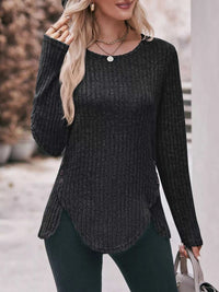 Ribbed Knit Long Sleeve T-Shirt 100100676091737 30 Affordable Fashion Under $100 Jerry's Apparel 