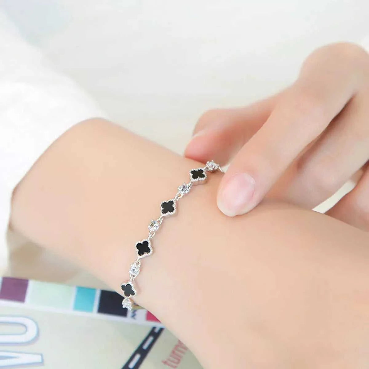 925 Sterling Silver Clover Charm Bracelet 100500602809758 73 Affordable Fashion Under $100 Jerry's Apparel 