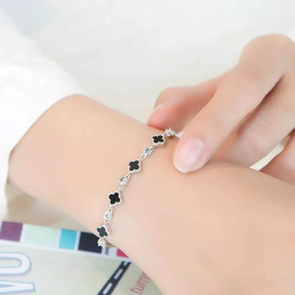925 Sterling Silver Clover Charm Bracelet 100500602809758 73 Affordable Fashion Under $100 Jerry's Apparel 