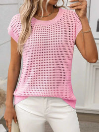 Openwork Round Neck Short Sleeve Knit Cover Up 100100244781953 22 Affordable Fashion Under $100 Jerry's Apparel 