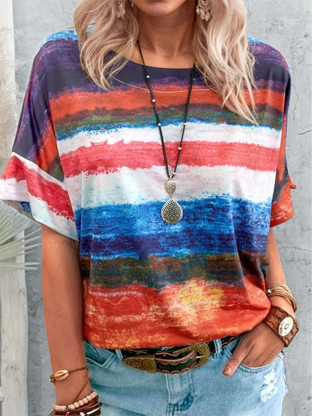 Contrast Round Neck Casual T-Shirt 100100706660927 23 Affordable Fashion Under $100 Jerry's Apparel 