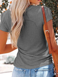 Full Size Casual V-Neck Button Detail T-Shirt Plus Size 100100062434848 26 Affordable Fashion Under $100 Jerry's Apparel 