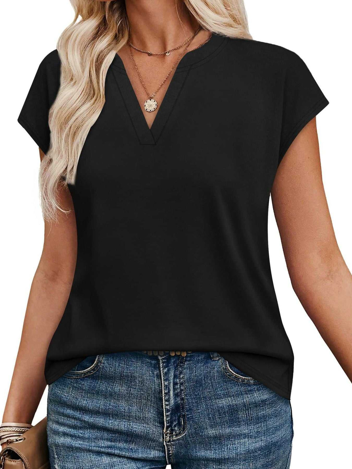 Notched Short Sleeve T-Shirt 100100058945563 25 Affordable Fashion Under $100 Jerry's Apparel 