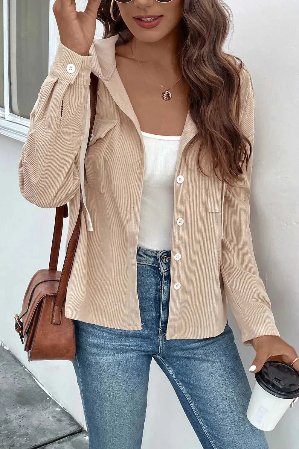 Perfee Ribbed Button Up Drawstring Hooded Jacket 100100915184228 58 Affordable Fashion Under $100 Jerry's Apparel 
