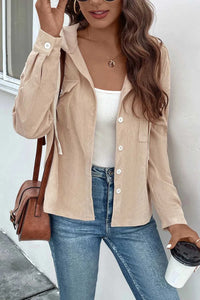 Perfee Ribbed Button Up Drawstring Hooded Jacket 100100915184228 58 Affordable Fashion Under $100 Jerry's Apparel 