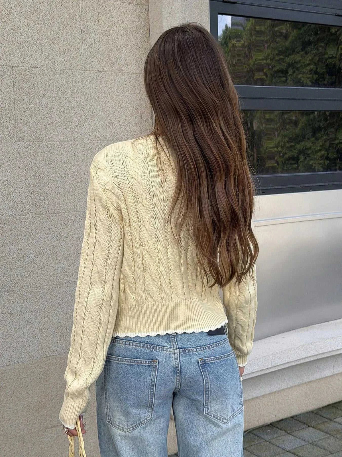 Cable Knit Button-Down Cropped Cardigan 101002376611851 51 Affordable Fashion Under $100 Jerry's Apparel 