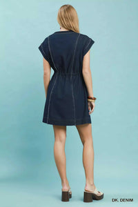 Umgee Drawstring Waist Frayed Denim Mini Dress 100100711441288 53 Affordable Fashion Under $100 Jerry's Apparel 