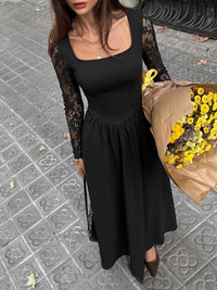 Square Neck Sheer Sleeve Maxi Dress 100100910283369 39 Affordable Fashion Under $100 Jerry's Apparel 