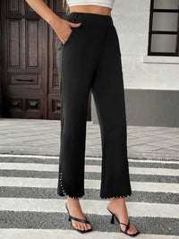 Pearl-Embellished Cropped Wide-Leg Pants 100100730581749 34 Affordable Fashion Under $100 Jerry's Apparel 