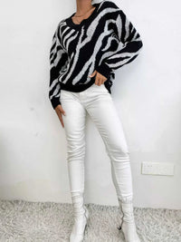 Zebra Print Relaxed Fit Pullover Sweater 100100918358486 33 Affordable Fashion Under $100 Jerry's Apparel 