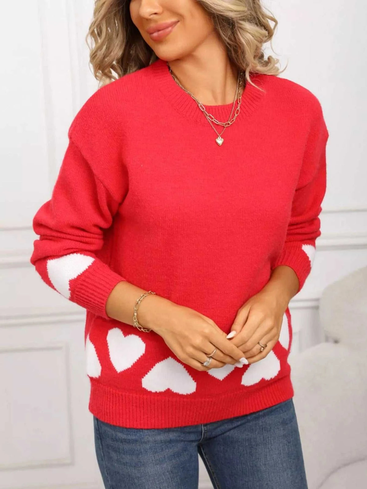 Valentine's Day Heart Crew Neck Sweater 100100239862699 46 Affordable Fashion Under $100 Jerry's Apparel 