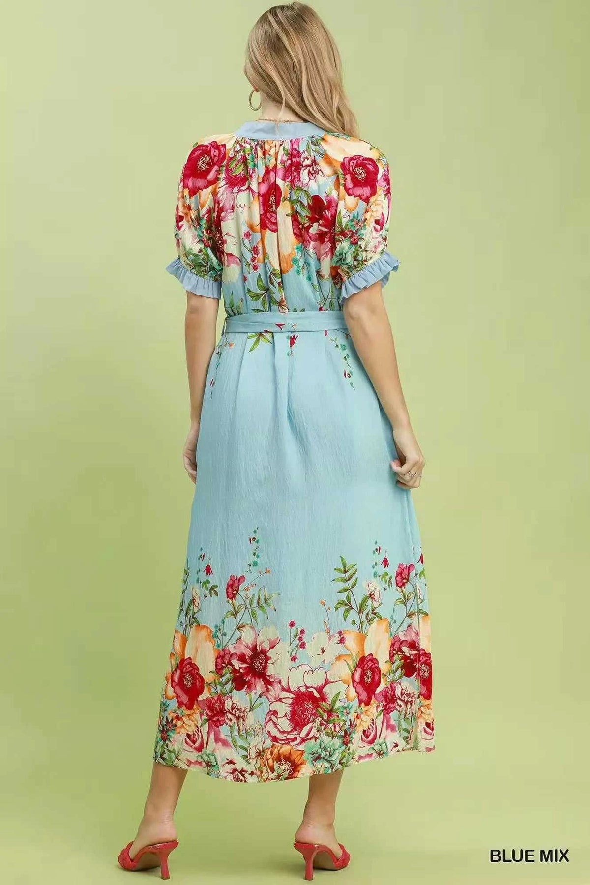 Umgee Mix Floral Border Print Midi Dress 100100450791810 66 Affordable Fashion Under $100 Jerry's Apparel 
