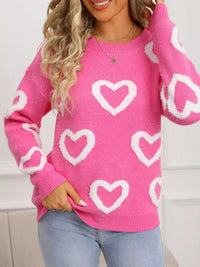Valentine's Day Heart Pattern Round Neck Sweater 100100472947296 49 Affordable Fashion Under $100 Jerry's Apparel 