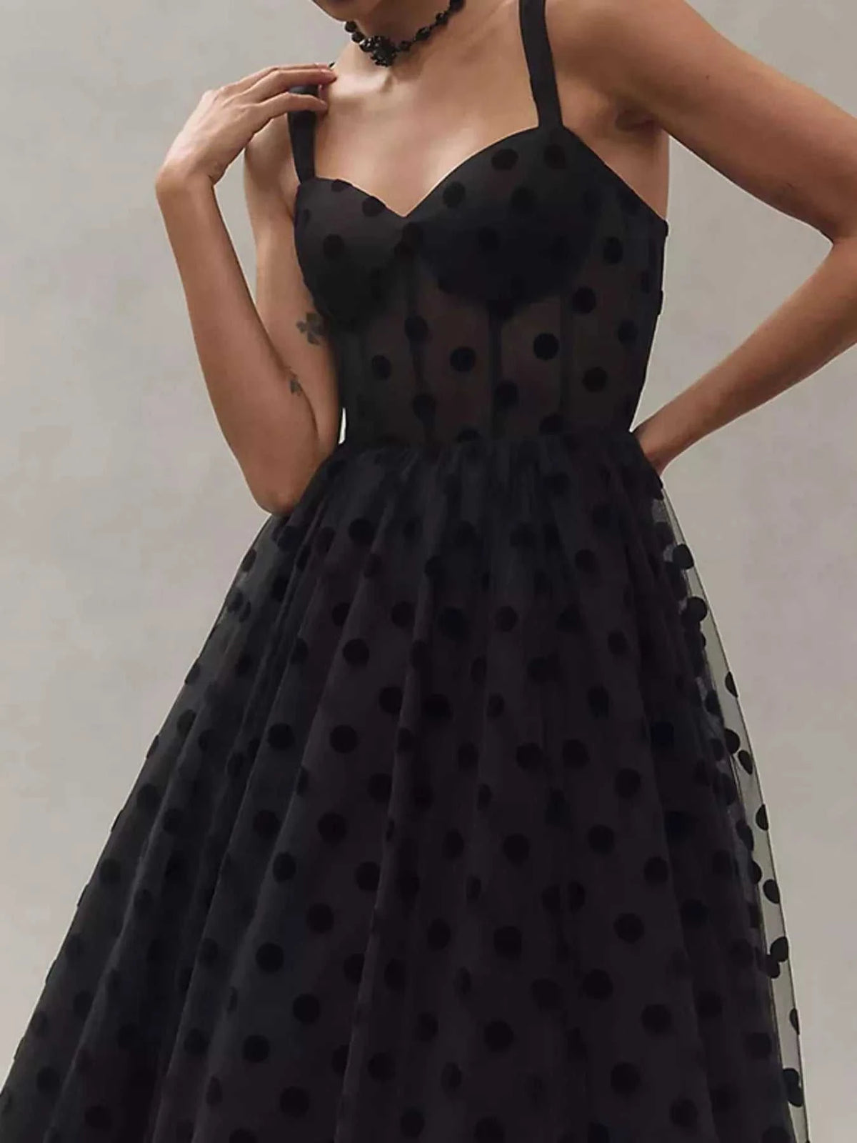 Polka Dot Tulle Sleeveless Midi Dress 100100076066300 50 Affordable Fashion Under $100 Jerry's Apparel 