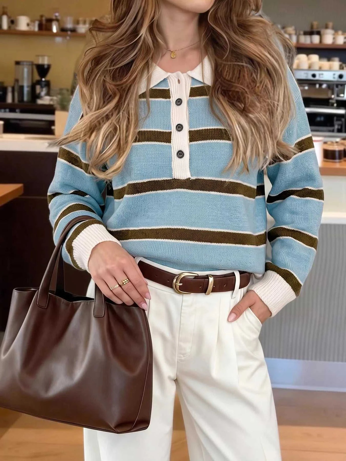 Striped Polo Collar Sweater 100100795659105 41 Affordable Fashion Under $100 Jerry's Apparel 
