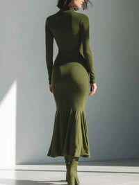 Full Size Slit Turtleneck Ruched Bodycon Mermaid Dress Plus Size 101001810997741 41 Affordable Fashion Under $100 Jerry's Apparel 