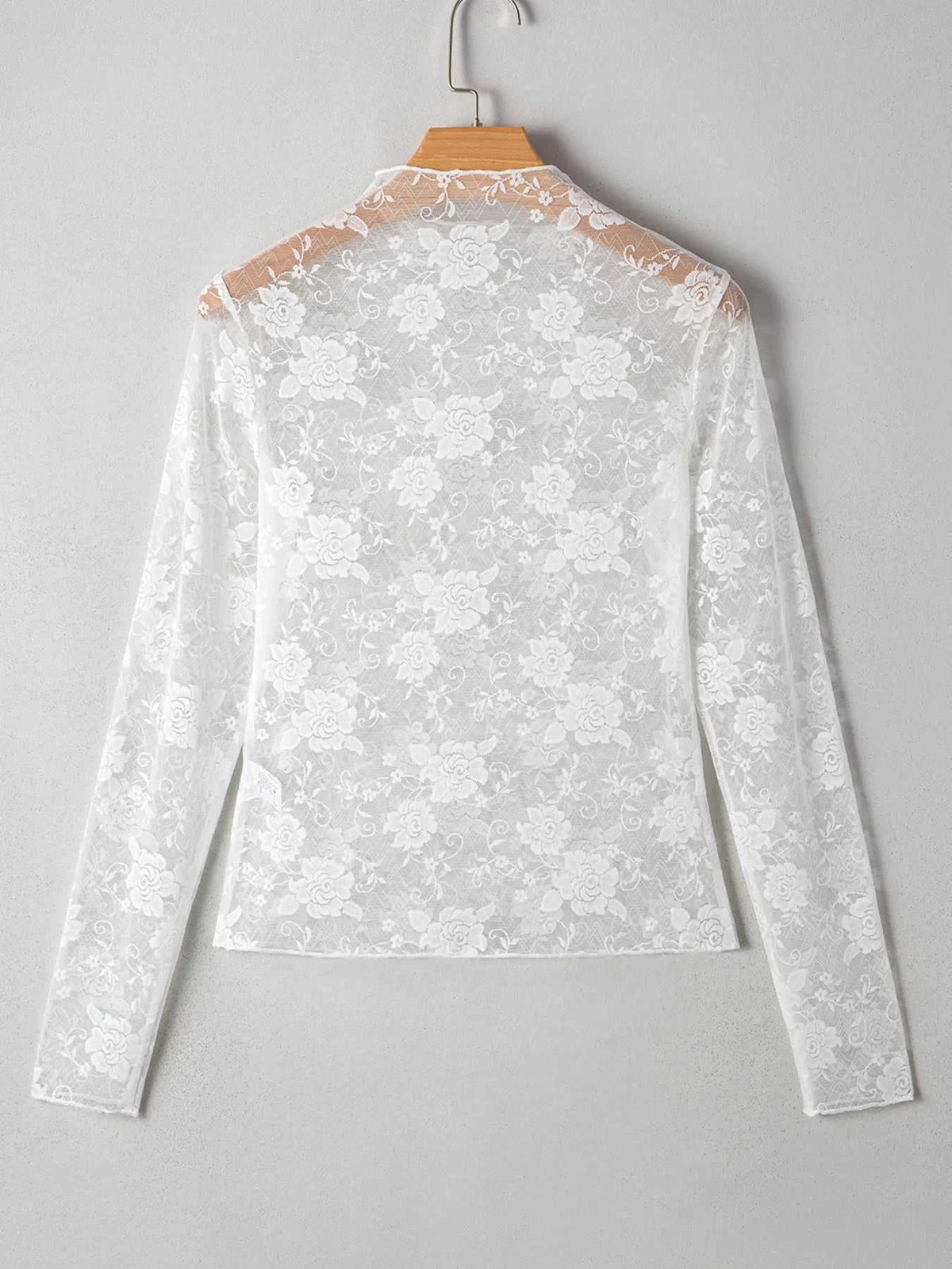 Sheer Floral Lace Mesh Mock Neck Long Sleeve Top 100100902913539 23 Affordable Fashion Under $100 Jerry's Apparel 
