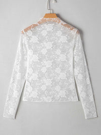 Sheer Floral Lace Mesh Mock Neck Long Sleeve Top 100100902913539 23 Affordable Fashion Under $100 Jerry's Apparel 