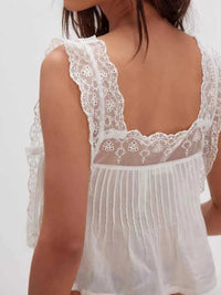 Lace-Trimmed Eyelet Square Neck Top 100100853981387 43 Affordable Fashion Under $100 Jerry's Apparel 