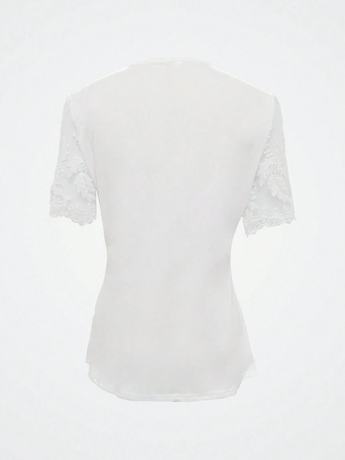 Notched Lace Short Sleeve Top