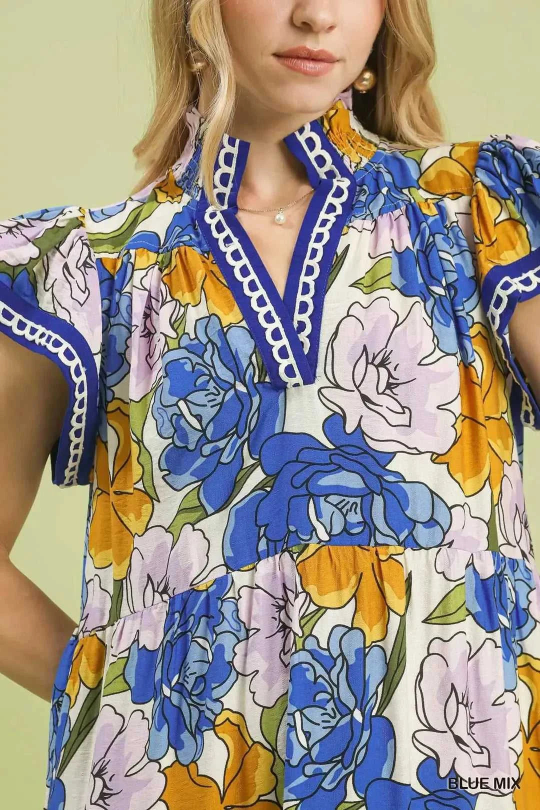Umgee Mix Bold Floral Tiered Midi Dress 100100593221588 62 Affordable Fashion Under $100 Jerry's Apparel 