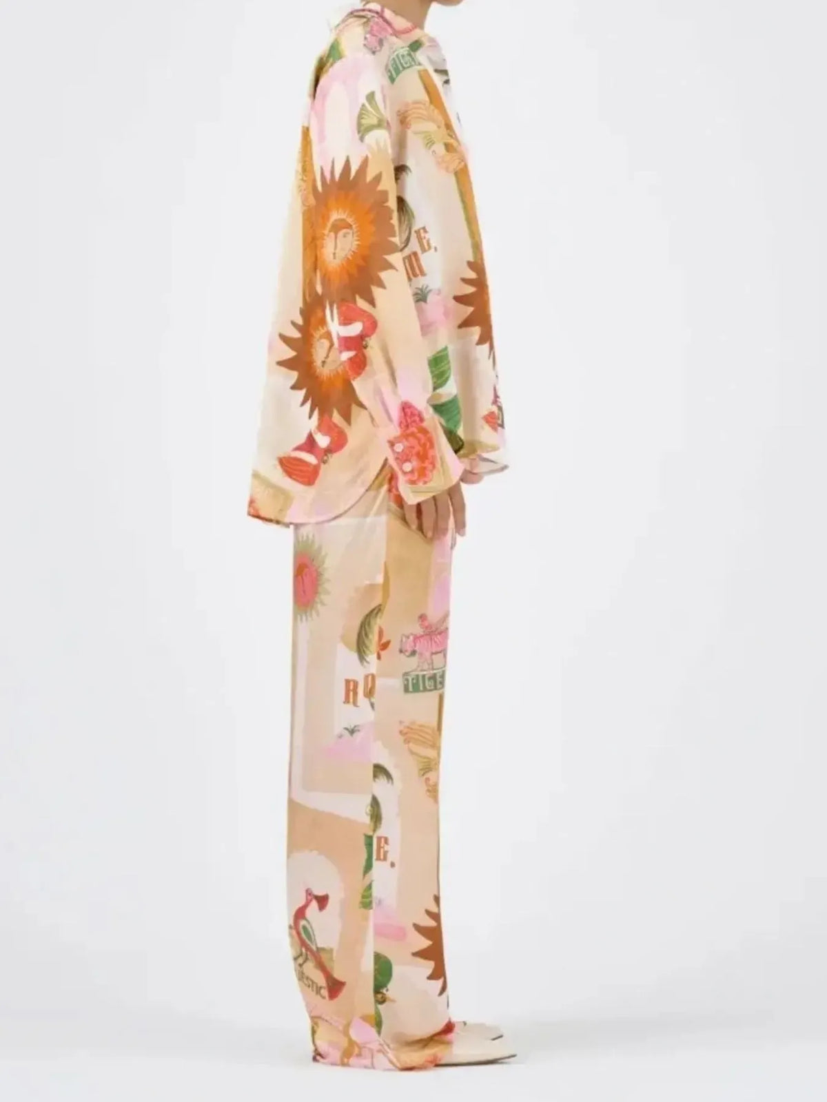 Printed Button Up Top and Pants Set