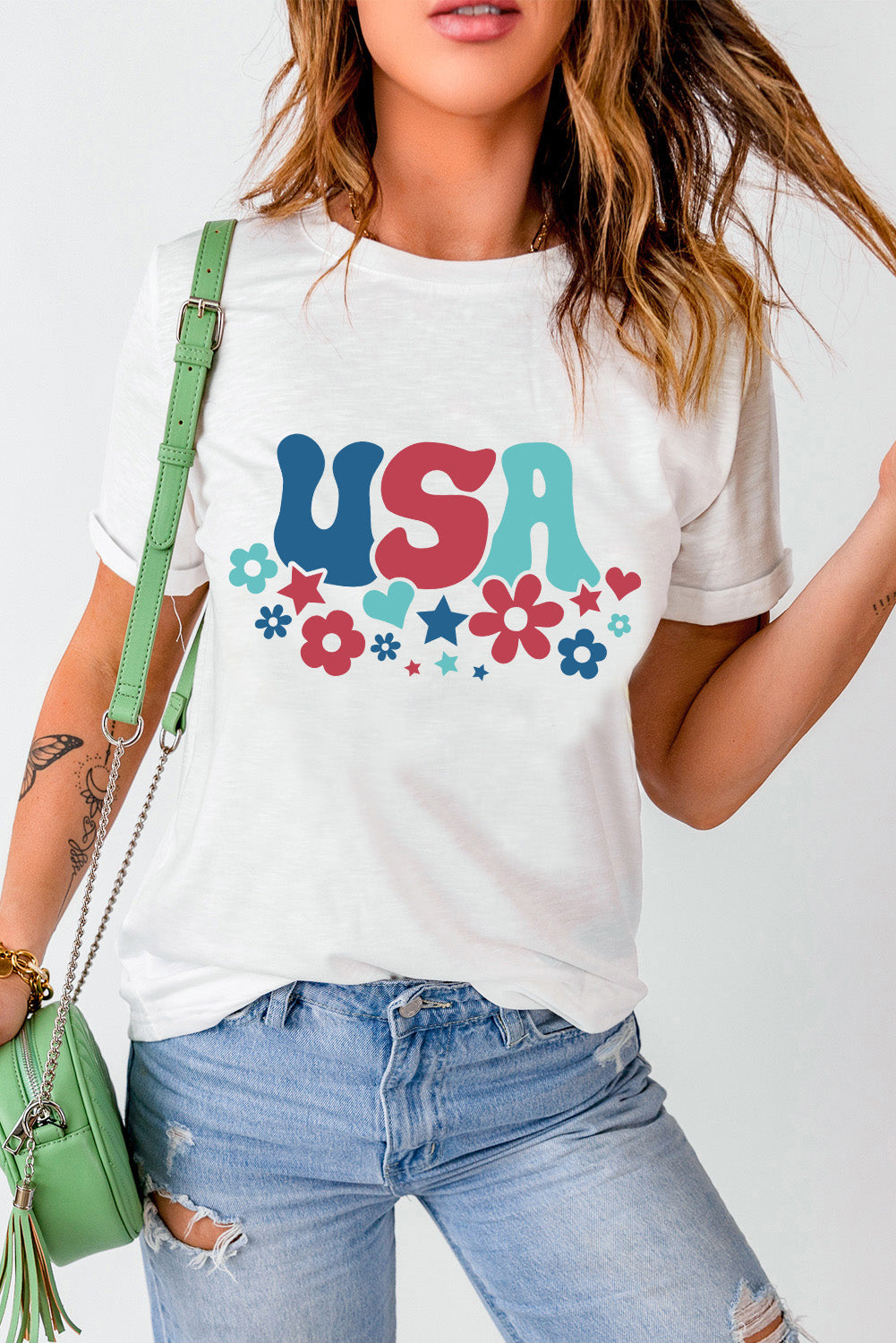 USA Round Neck Short Sleeve T-Shirt