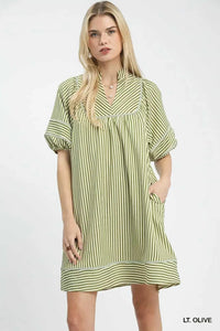 Umgee Striped Puff Sleeve Shift Dress 100100644211313 53 Gifts for Her Jerry's Apparel 