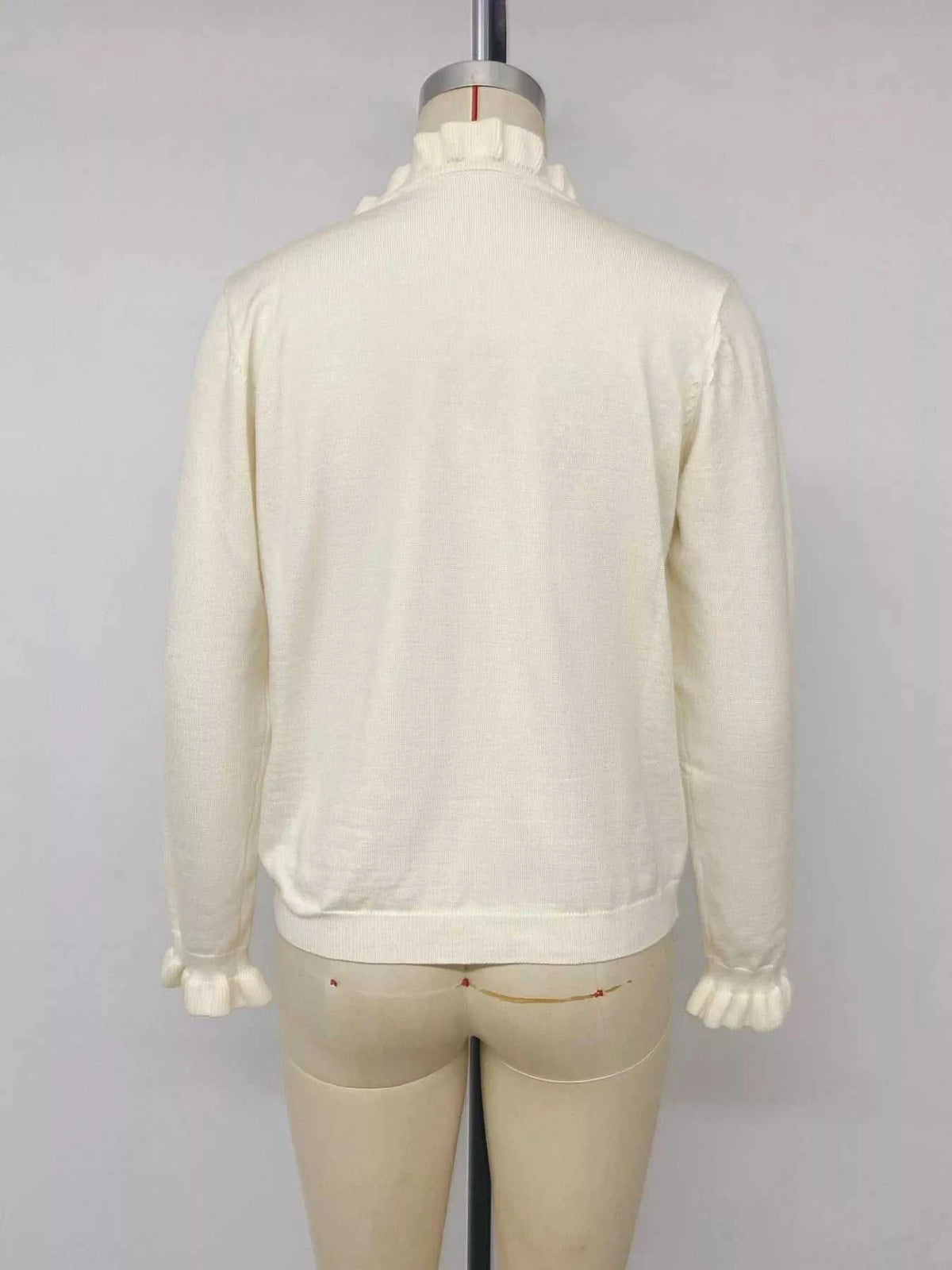 Ruffle Trim Pearl Button V-Neck Knit Top 100100535859062 43 Affordable Fashion Under $100 Jerry's Apparel 