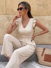 Ruffled V-Neck Wide Leg Jumpsuit 100100577304781 37 Affordable Fashion Under $100 Jerry's Apparel 