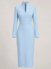 Full Size Stand-Collar Long-Sleeve Midi Dress Plus Size 101001432460062 48 Affordable Fashion Under $100 Jerry's Apparel 