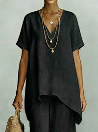 Full Size V-Neck Top and Wide-Leg Pants Set Plus Size 100100663551339 44 Affordable Fashion Under $100 Jerry's Apparel 