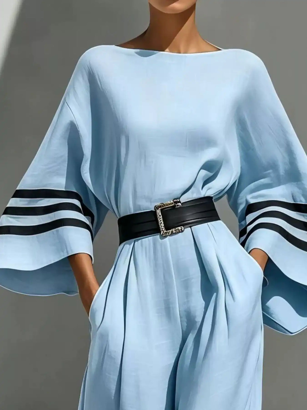 Wide Sleeve and Contrast Striped Jumpsuit 101001768471795 49 Affordable Fashion Under $100 Jerry's Apparel 