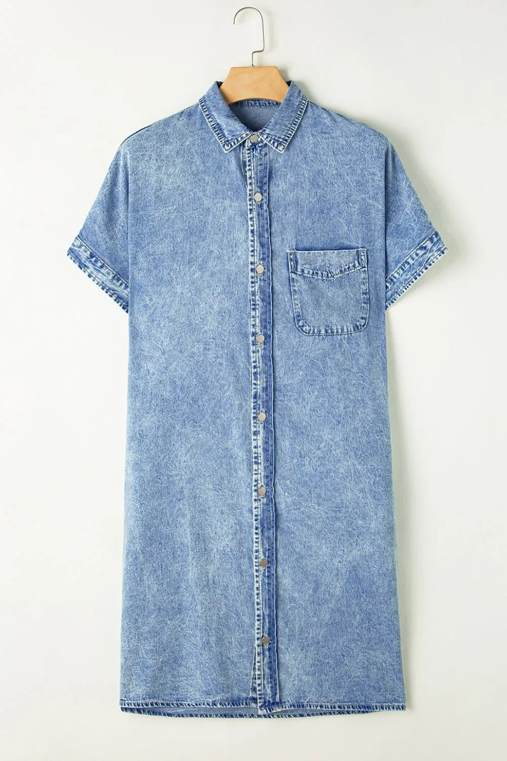 Oversized Button Down Denim Shirt Dress