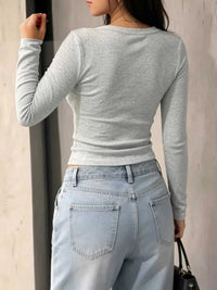 Button Detail Long Sleeve T-Shirt 100100793356538 29 Affordable Fashion Under $100 Jerry's Apparel 