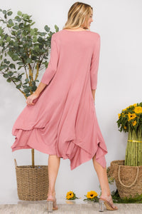 Full Size Pick-up Hem Asymmetric Midi Dress