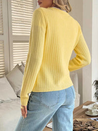 Button-Front Ribbed Long Sleeve Cardigan 100100873409689 56 Women's Sweaters and Knitwear Jerry's Apparel 