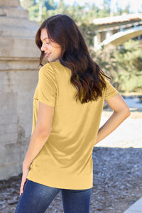 Bamboo Full Size  V-Neck Short Sleeve T-Shirt