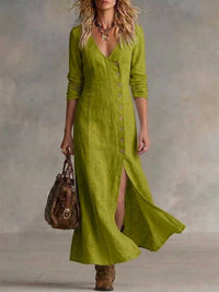 Full Size Button Front Slit Maxi Dress Plus Size 100100885609916 41 Affordable Fashion Under $100 Jerry's Apparel 